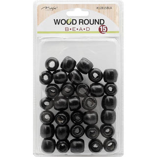 MAGIC COLLECTION - Wood Round Hair Bead (L) Black