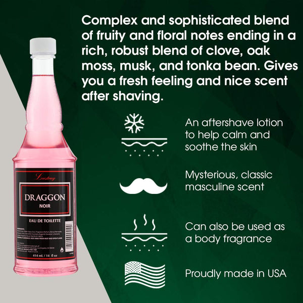 LUSTRAY - DRAGON NOIR Post Shave Lotion, Soothes Skin After Shaving