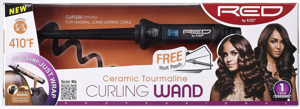 KISS - RED 3/4" to 3/8" Ceramic Tourmaline Curling Wand