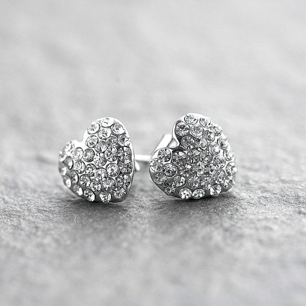 JOY JEWELRY - Silver Cubic Zirconia Earrings HEART (SAC003)