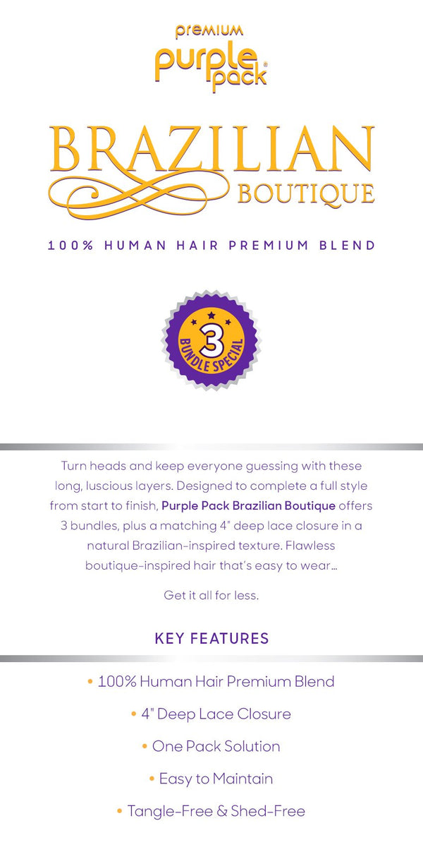 OUTRE - PURPLE PACK BRAZILIAN BOUTIQUE - DOMINICAN CURL 18"20"22" + DEEP LACE PARTING CLOSURE