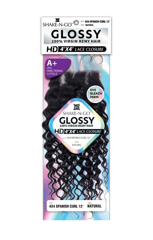 GLOSSY - UH 4X4 SPANISH CURL LACE CLOSURE (HUMAN)