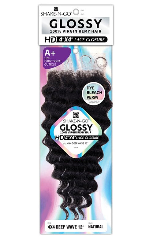 GLOSSY - UH 4X4 DEEP WAVE LACE CLOSURE (HUMAN)
