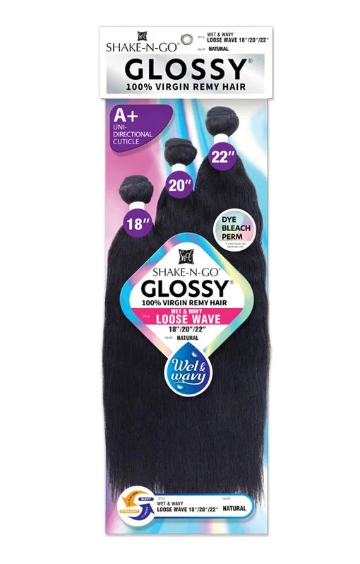 GLOSSY - 100% VIRGIN HUMAN WET & WAVY LOOSE WAVE BUNDLE
