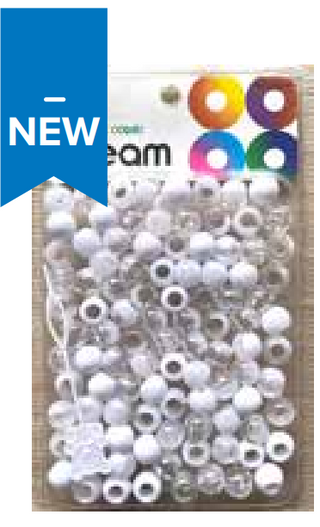 DREAM WORLD - Two Tone Colors Medium Hair Beads Clear & White 120PCs