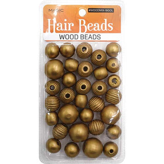 MAGIC COLLECTION - Hair Beads Wood Beads #WOODMIX-18GOL