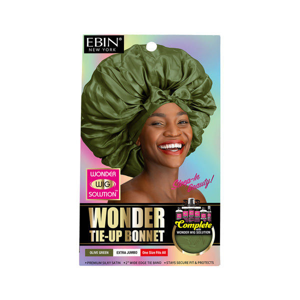 EBIN - WONDER WIG SOLUTION TIE UP BONNET EXTRA JUMBO OLIVE GREEN