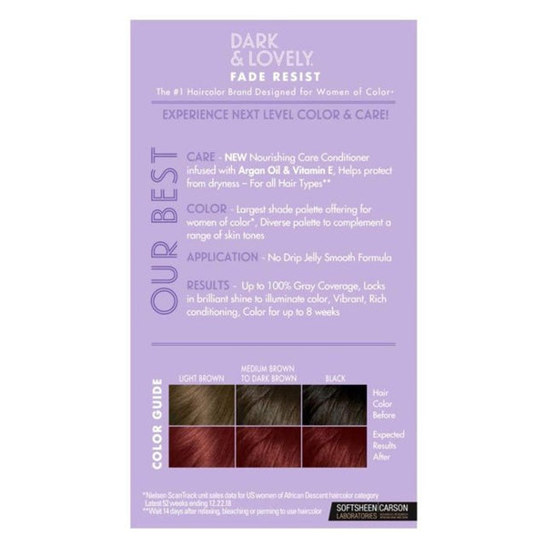 SoftSheen Carson - Dark & Lovely Fade Resist Permanent Hair Dye Kit #374 (RICH AUBURN)