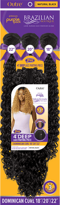 OUTRE - PURPLE PACK BRAZILIAN BOUTIQUE - DOMINICAN CURL 18"20"22" + DEEP LACE PARTING CLOSURE