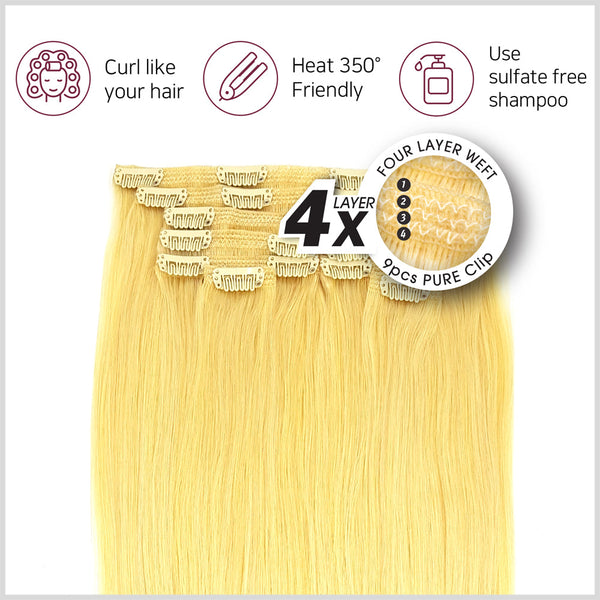 PURE - 9PCs Clip-Ins Extensions 18" (HUMAN)