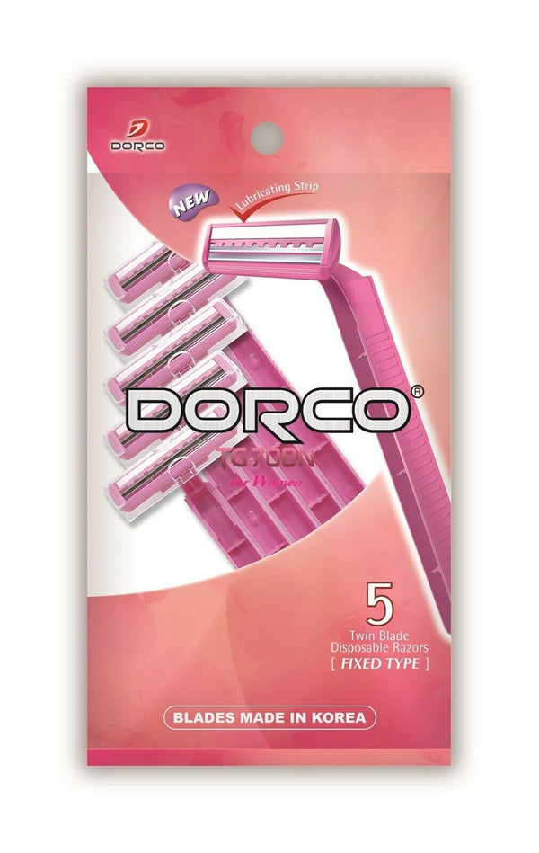 DORCO - 5 TWIN BLADE DISPOSABLE RAZORS PINK