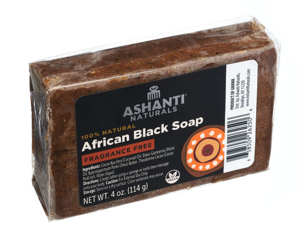 ASHANTI - 100% NATURAL AFRICAN BLACK SOAP BAR FRAGRANCE FREE