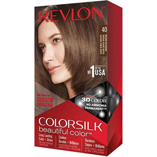 REVLON - COLORSILK Beautiful Color Permanent Hair Dye Kit 40 MEDIUM ASH BROWN