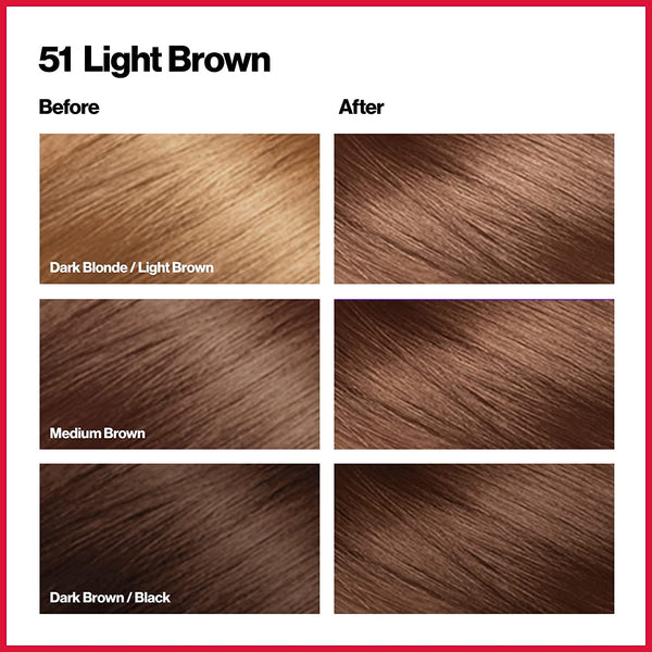 REVLON - COLORSILK Beautiful Color Permanent Hair Dye Kit 51 LIGHT BROWN