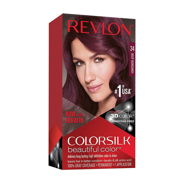 REVLON - COLORSILK Beautiful Color Permanent Hair Dye Kit 34 DEEP BURGUNDY