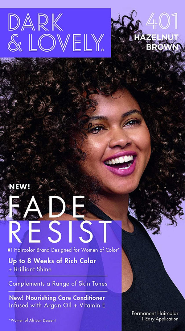 SoftSheen Carson - Dark & Lovely Fade Resist Permanent Hair Dye Kit #401 (HAZELNUT BROWN)