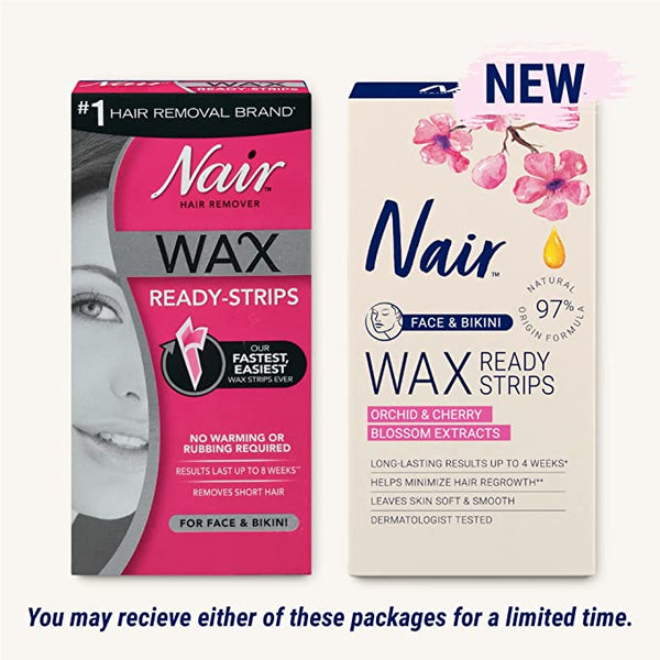 NAIR - Face & Bikini Wax Ready Strips Orchid & Cherry Blossom Extracts