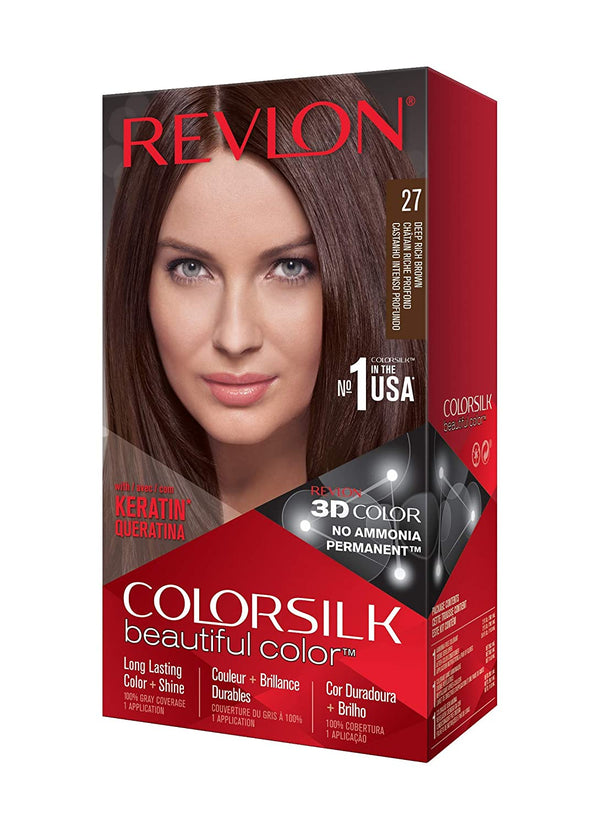 REVLON - COLORSILK Beautiful Color Permanent Hair Dye Kit 27 DEEP RICH BROWN