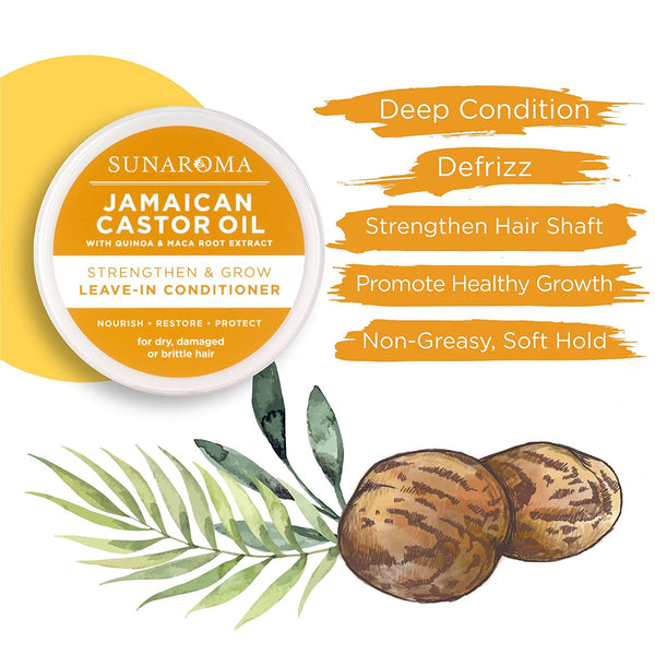SUNAROMA - Jamaican Castor Oil Strengthen & Grow Leave-In Conditioner