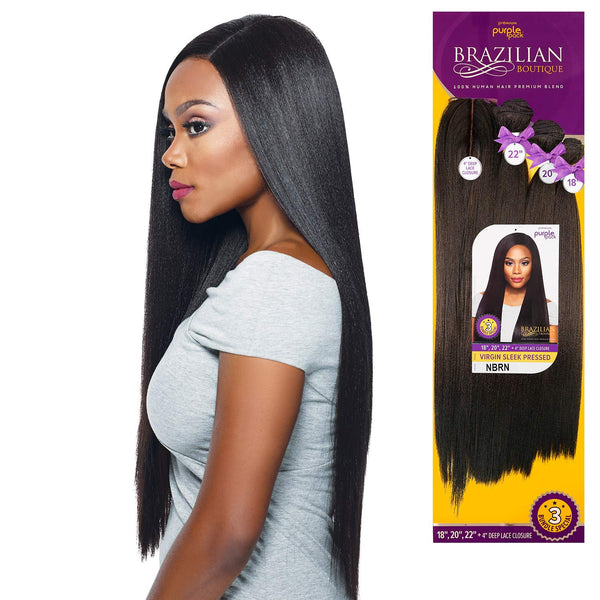OUTRE - HH PURPLE PACK BRAZILIAN BOUTIQUE-VIRGIN SLEEK PRESSED 18"20"22" (BLENDED)
