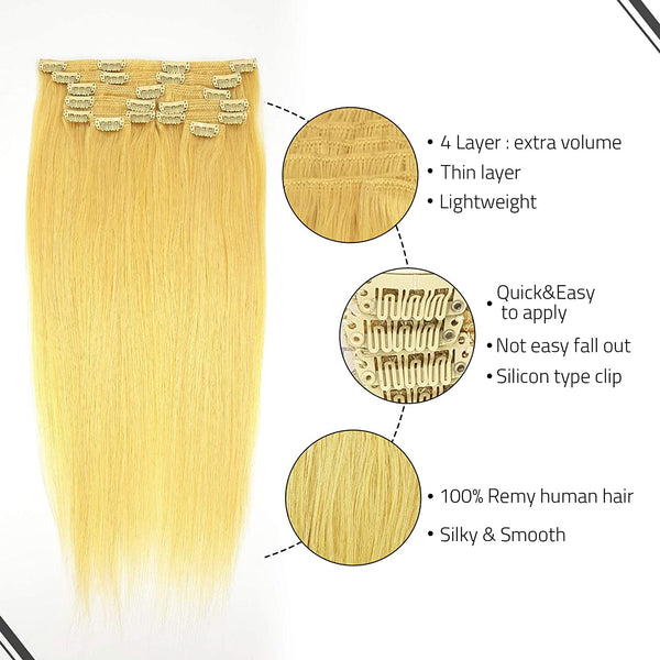 PURE - 9PCs Clip-Ins Extensions 22" (HUMAN)