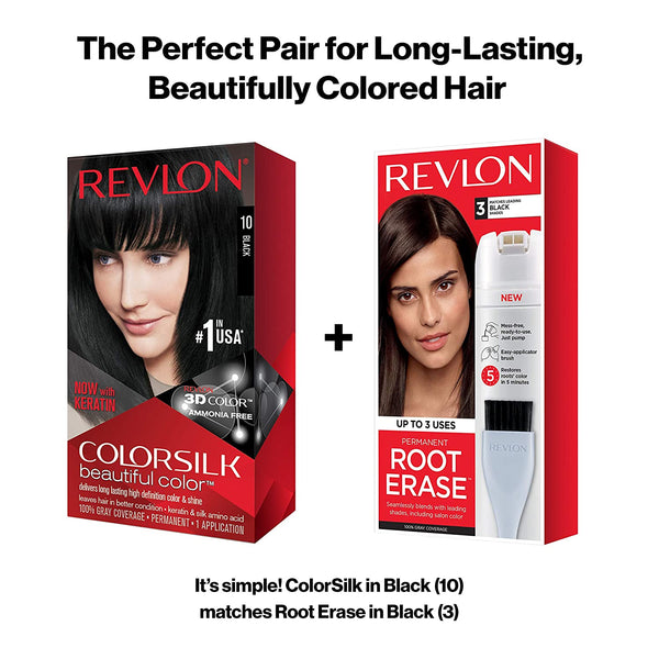 REVLON - COLORSILK Beautiful Color Permanent Hair Dye Kit 10 BLACK