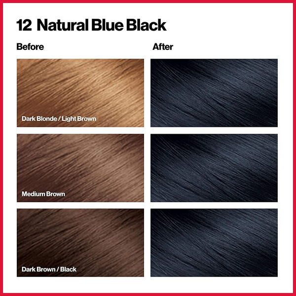 REVLON - COLORSILK Beautiful Color Permanent Hair Dye Kit 12 NATURAL BLUE BLACK