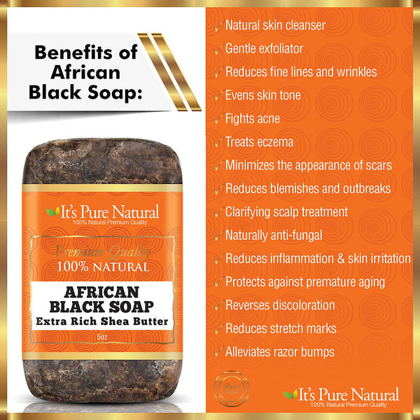 It's Pure Natural - 100% Natural African Black Soap Extra Rich Shea Butter