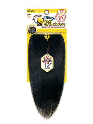 BESHE - 7A 100% Unprocessed Virgin Human Hair HD Invisible Lace 4x5 Bee Closure Straight  (HUMAN HAIR)