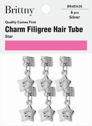 Brittny - Charm Filigree Hair Tube Silver Star