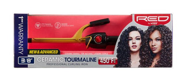 KISS - RED 3/8' CERAMIC TOURMALINE CURLING IRON