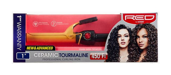 KISS - RED 1' CERAMIC TOURMALINE CURLING IRON