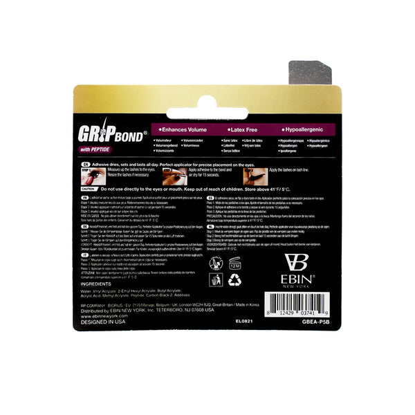 EBIN - GRIP BOND LASH ADHESIVE WITH PEPTIDE - BLACK / BRUSH