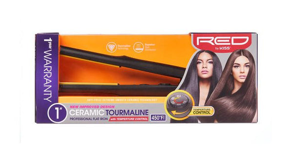 KISS - RED 1' CERAMIC TOURMALINE FLAT IRON