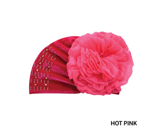 Buy hot-pink MAGIC COLLECTION - Fashion Turban Velvet Flower Rhinestone Turban
