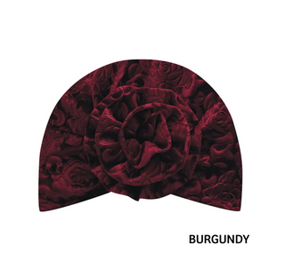 Buy burgundy MAGIC COLLECTION - Fashion Turban Flower Turban in Rose Patterned Velvet