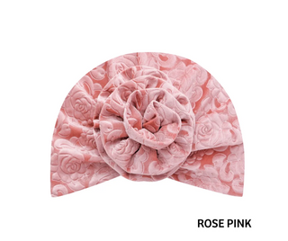 Buy rose-pink MAGIC COLLECTION - Fashion Turban Flower Turban in Rose Patterned Velvet
