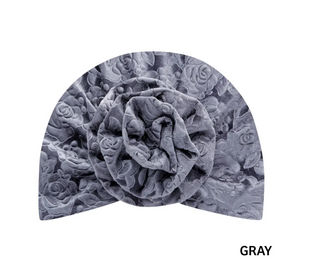 Buy gray MAGIC COLLECTION - Fashion Turban Flower Turban in Rose Patterned Velvet