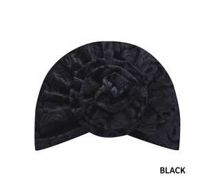 Buy black MAGIC COLLECTION - Fashion Turban Flower Turban in Rose Patterned Velvet
