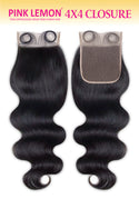 PINK LEMON - 4X4" 15A FULL LACE CLOSURE BODY WAVE (HUMAN)