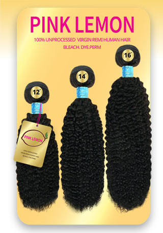 PINK LEMON - 100% 15A VIRGIN HAIR BUNDLE BLEACH, DYE, PERM (BOHEMIAN CURL)