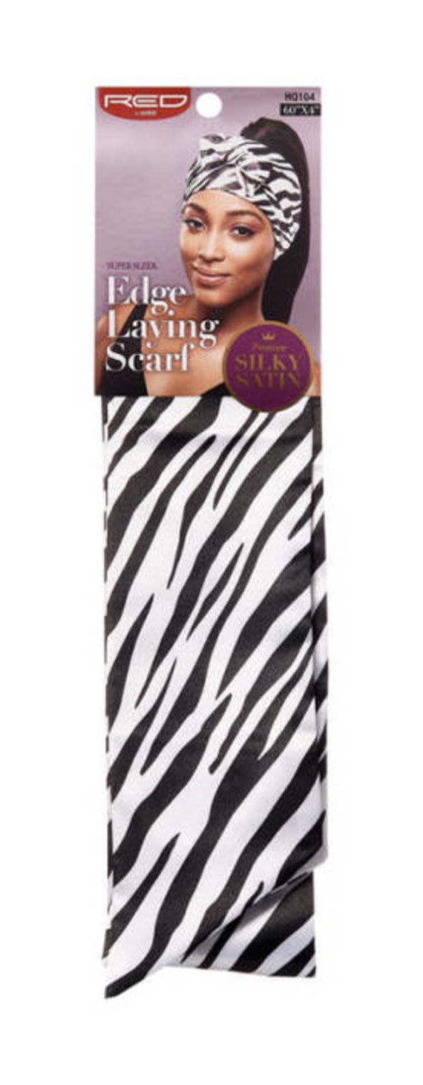 KISS - RED SILKY SATIN EDGE SCARF (ZEBRA & SNOW LEOPARD ASSORTED)