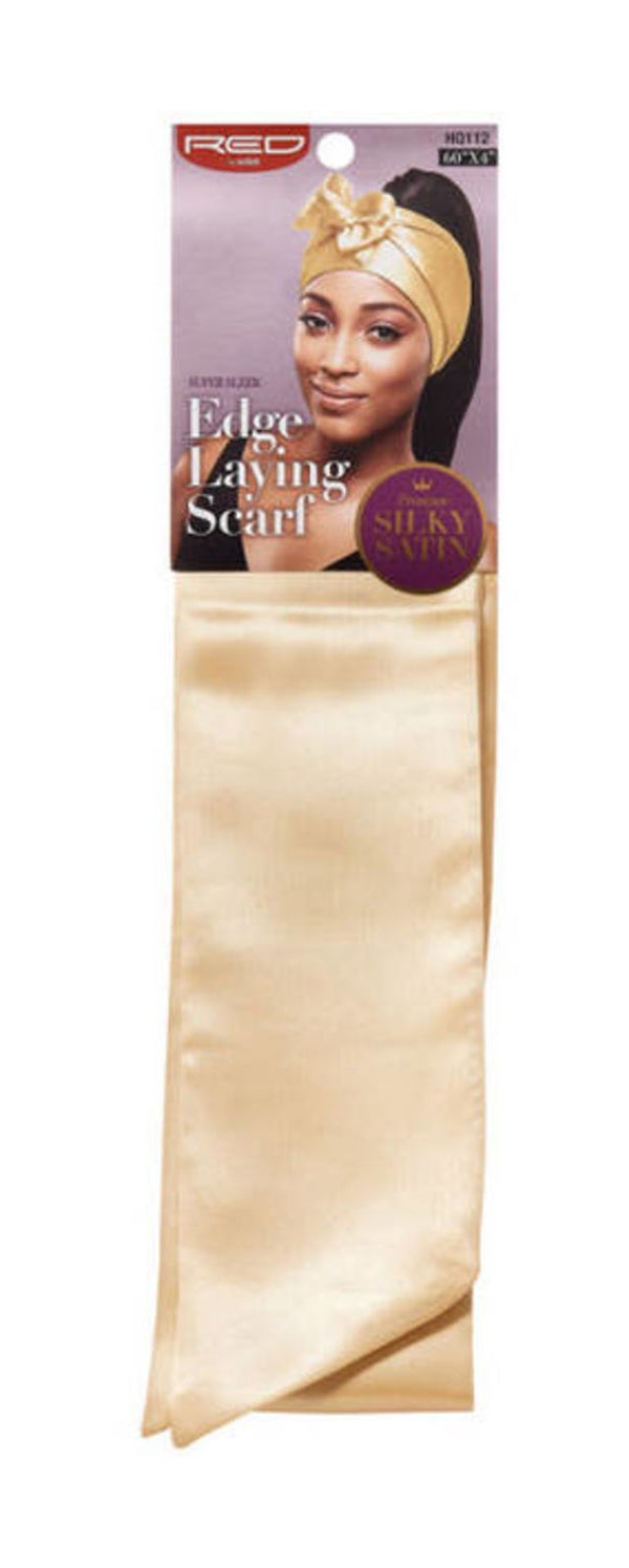 KISS - RED SILKY SATIN EDGE SCARF (GOLD)