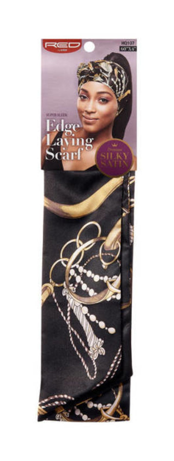 KISS - RED SILKY SATIN EDGE SCARF (LUXURY)