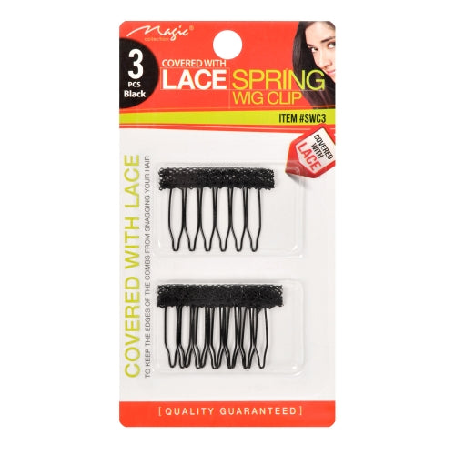 MAGIC COLLECTION - Covered With Lace Spring Wig Clip  3PCs Black