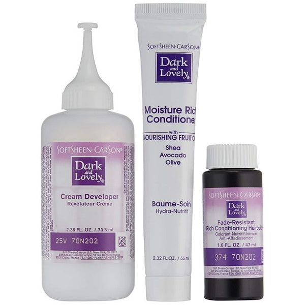 SoftSheen Carson - Dark & Lovely Fade Resist Permanent Hair Dye Kit #374 (RICH AUBURN)