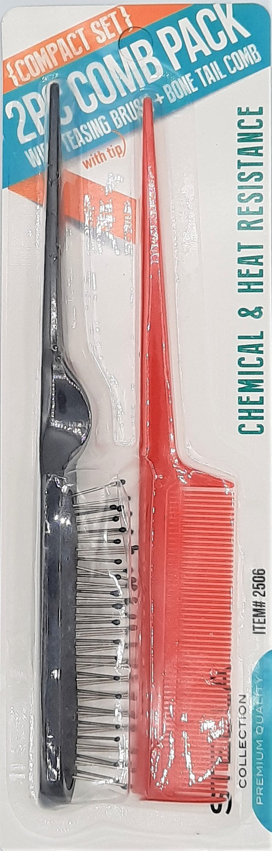 STELLA COLLECTION - Compact Set 2PC Comb Pack Wire Teasing Brush + Bone Tail Comb