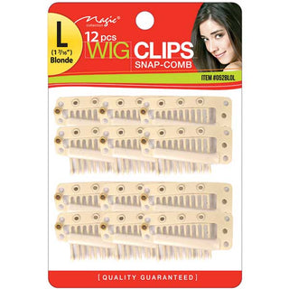 MAGIC COLLECTION - Wig Clips Snap-Comb Large Blonde 12 PCs