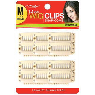 MAGIC COLLECTION - Wig Clips Snap Comb 12PCs Medium BLONDE