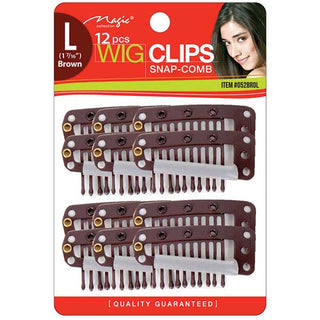 MAGIC COLLECTION - 12 Pieces Wig Clips LARGE BROWN